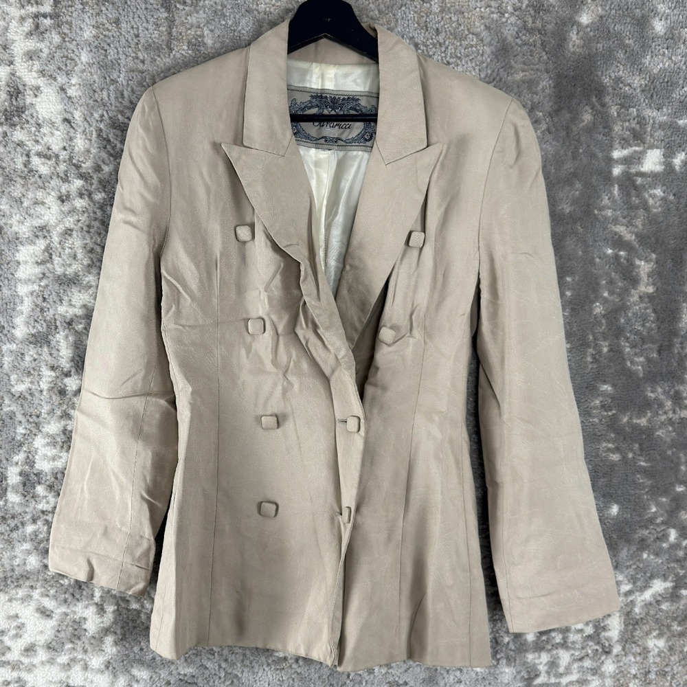 Z Cavaricci Size S Double Breasted Vintage Blazer Tan Long Sleeve Women